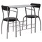 Emma and Oliver 3 Piece Space-Saver Glass Bistro Set with Vinyl Padded Chairs